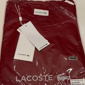 Lacoste Burgundy Tee with Iconic Logo